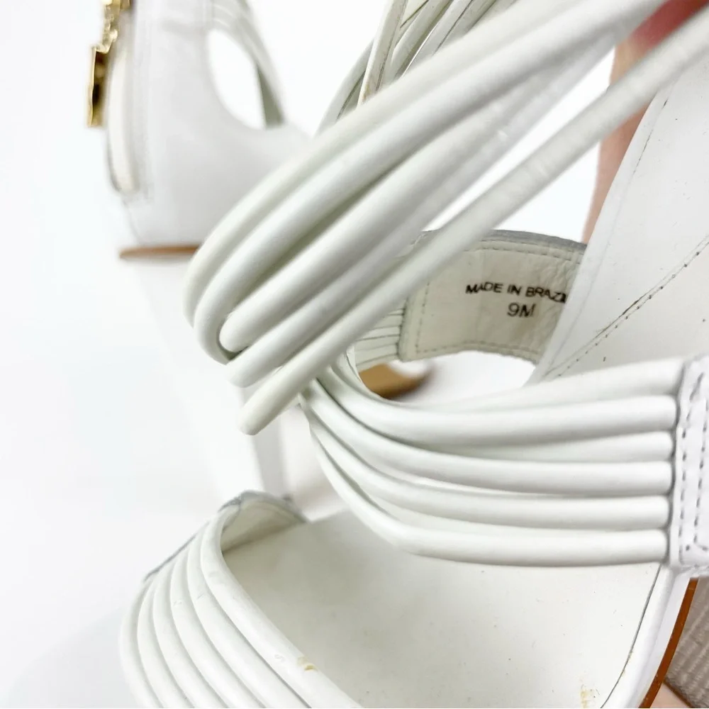Diane Von Furstenberg White Wrap Around Heeled Sandals Size 9